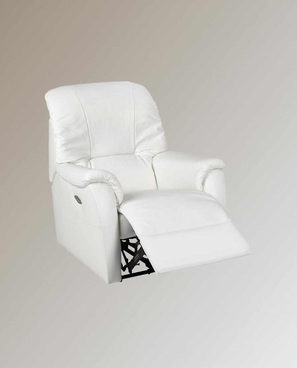 Poltrona relax elétrica em pele Catania Branco-3
