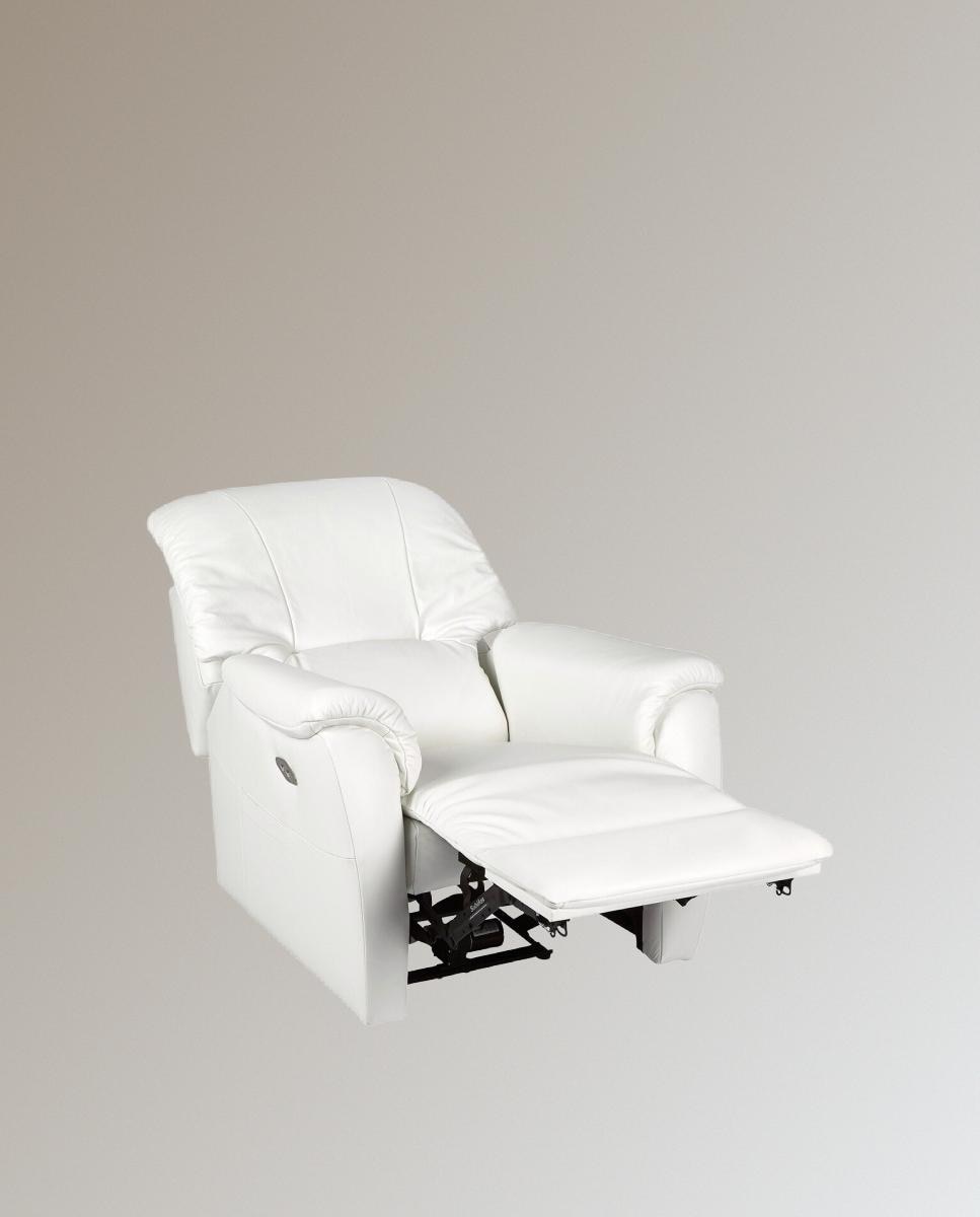 Poltrona relax elétrica em pele Catania Branco-4