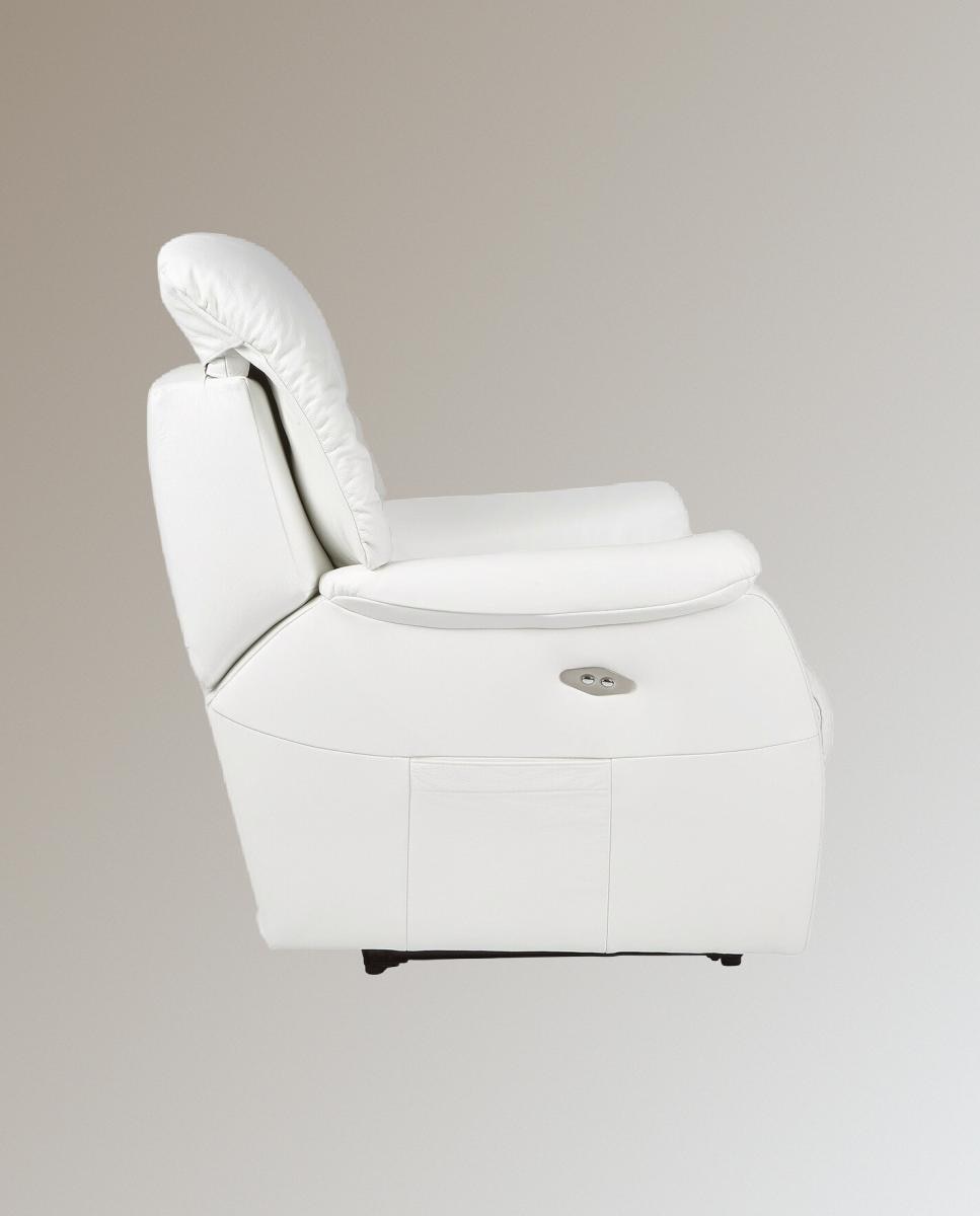 Poltrona relax elétrica em pele Catania Branco-5