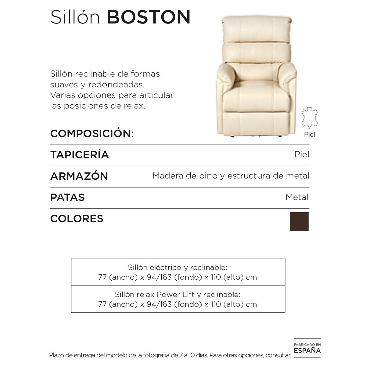 Sillón de piel con relax eléctrico Power Lift Boston El Corte Inglés - Arena Arena-8