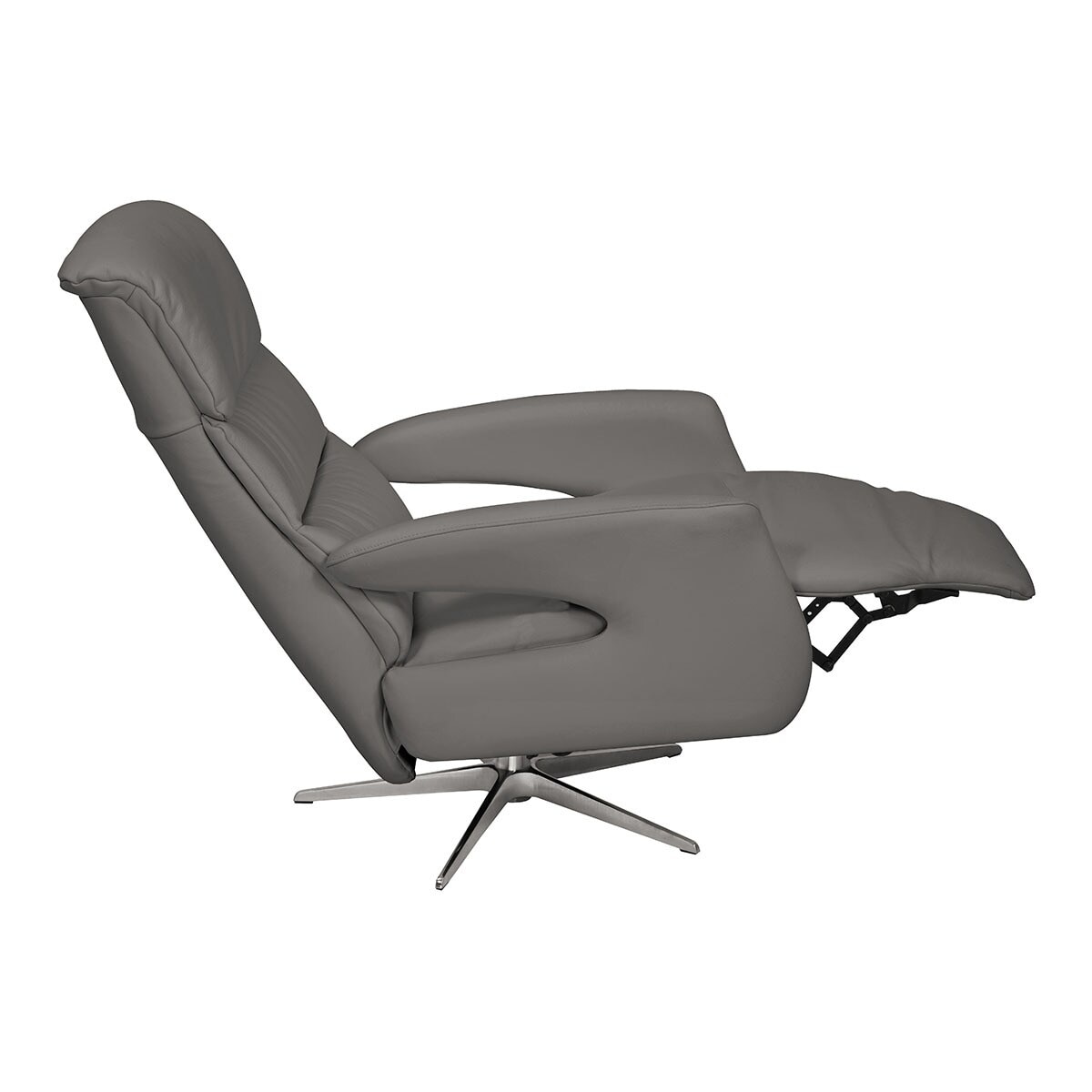 Poltrona em pele com relax manual Gael Cinzento-5