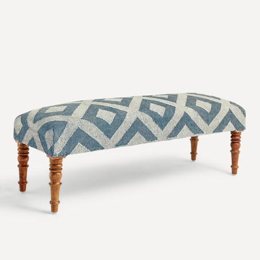 Banco de madera de mango tapizado Kilim rombos Delhi El Corte Inglés