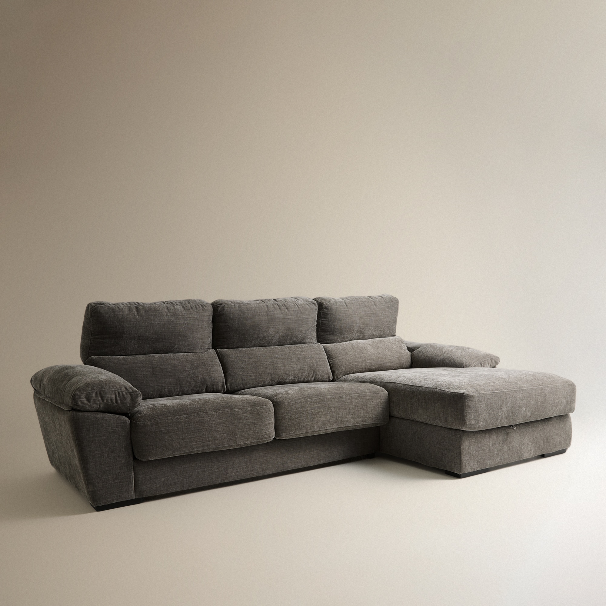Sofá Estofado de 5 Lugares com Assentos Deslizantes e Chaise-Longue Direita com Baú Frank Cinzento-cinza-4