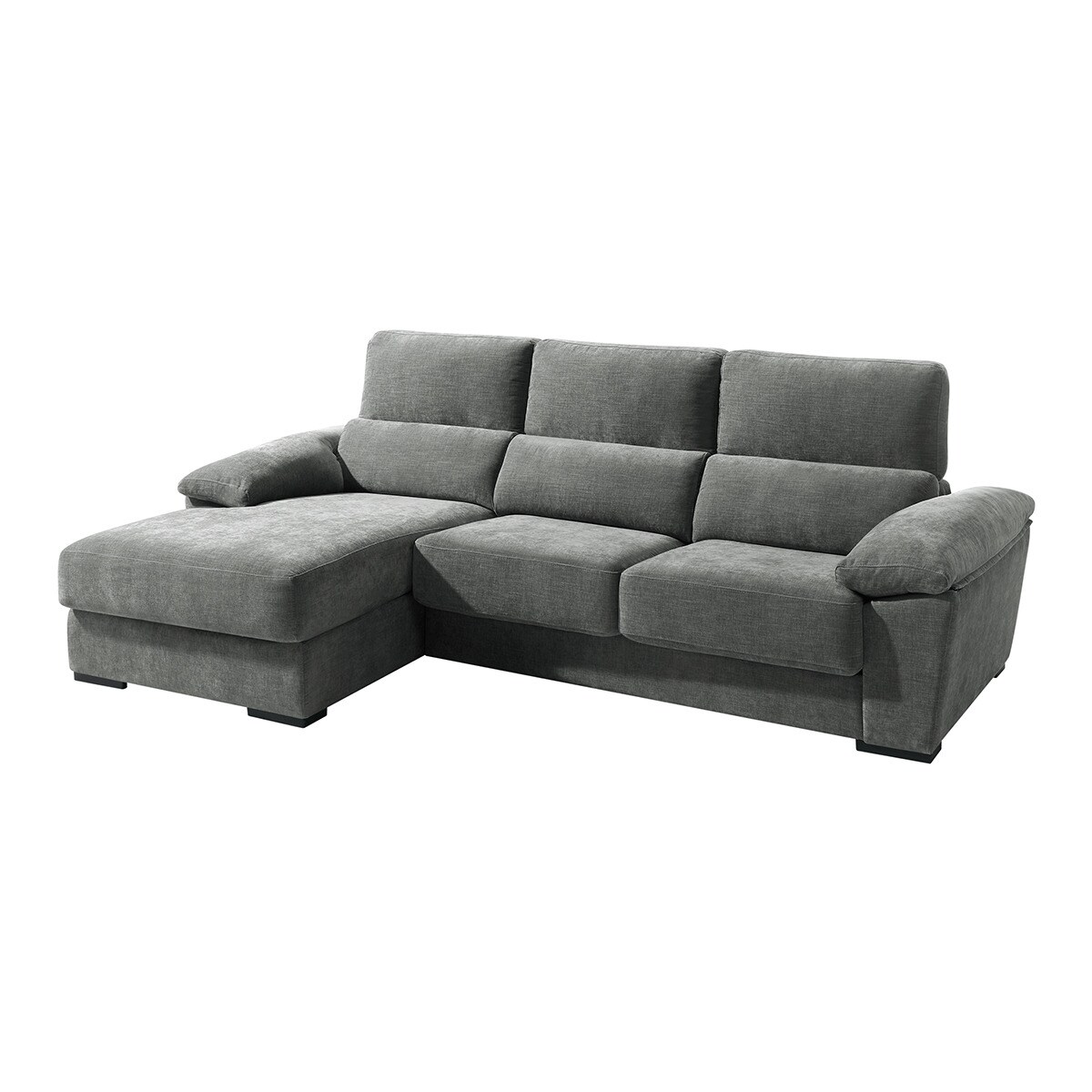 Sofá estofado de 5 lugares com assentos deslizantes e chaise longue esquerda com baú Cloud Cinzento-cinza-2