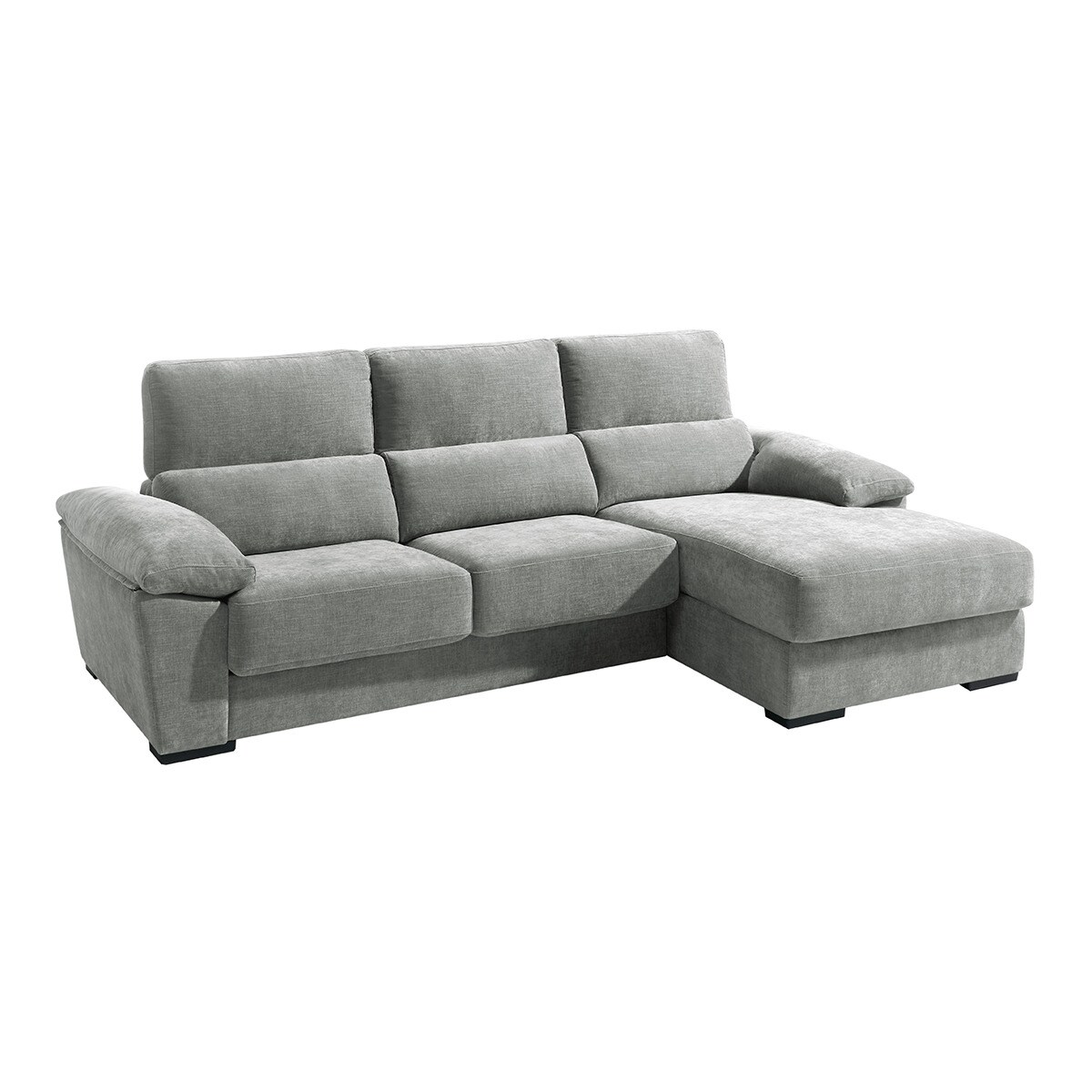 Sofá tapizado de 5 plazas con asientos deslizantes y chaiselongue derecha con arcón Cloud El Corte Inglés - Gris claro Gris claro-2