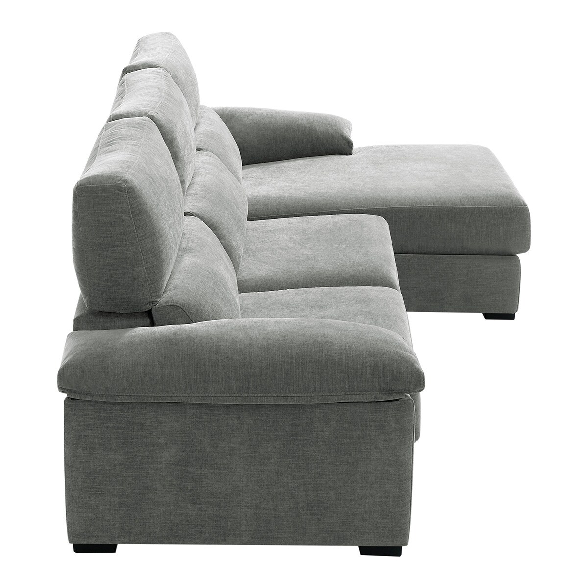 Sofá tapizado de 5 plazas con asientos deslizantes y chaiselongue derecha con arcón Cloud El Corte Inglés - Gris claro Gris claro-4