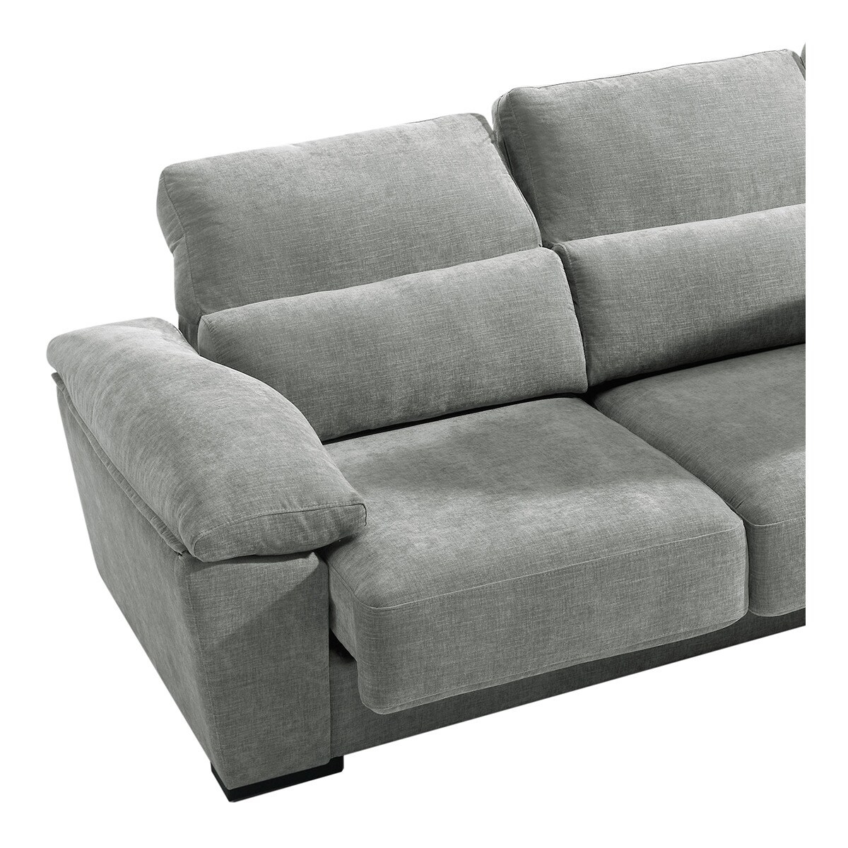 Sofá tapizado de 5 plazas con asientos deslizantes y chaiselongue derecha con arcón Cloud El Corte Inglés - Gris claro Gris claro-7