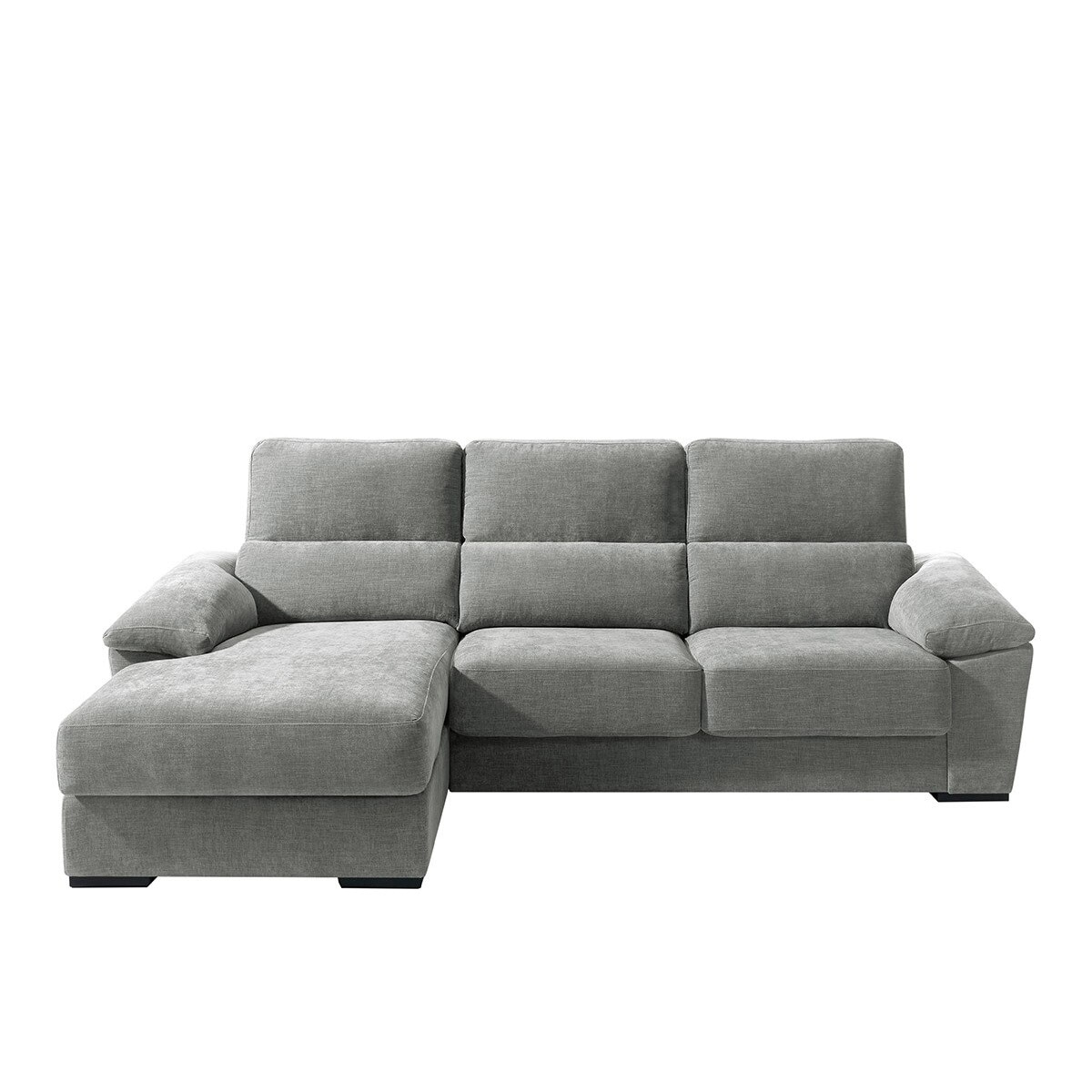 Sofá tapizado de 5 plazas con asientos deslizantes y chaise longue izquierda con arcón Cloud El Corte Inglés - Gris claro Gris claro-1