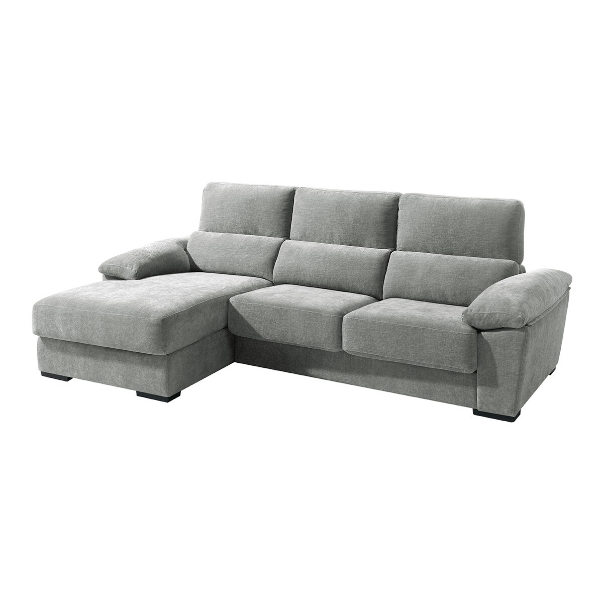 Sofá tapizado de 5 plazas con asientos deslizantes y chaise longue izquierda con arcón Cloud El Corte Inglés - Gris claro Gris claro-2