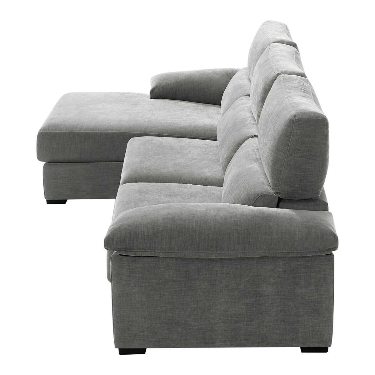 Sofá tapizado de 5 plazas con asientos deslizantes y chaise longue izquierda con arcón Cloud El Corte Inglés - Gris claro Gris claro-4