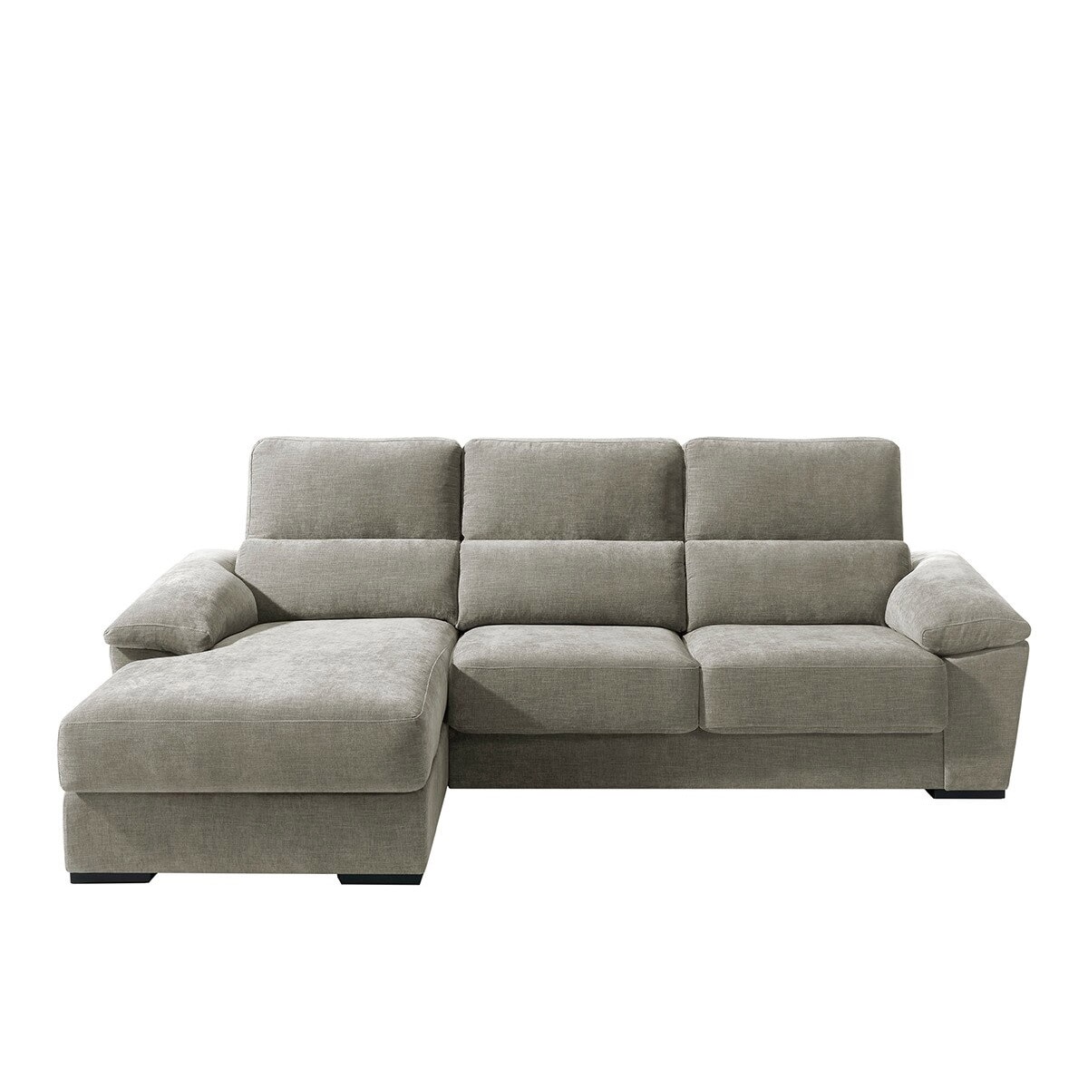 Sofá tapizado de 5 plazas con asientos deslizantes y chaise longue izquierda con arcón Cloud El Corte Inglés - Cemento Cemento-1