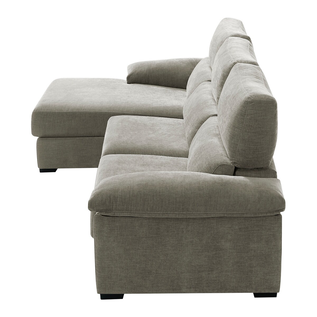 Sofá tapizado de 5 plazas con asientos deslizantes y chaise longue izquierda con arcón Cloud El Corte Inglés - Cemento Cemento-4