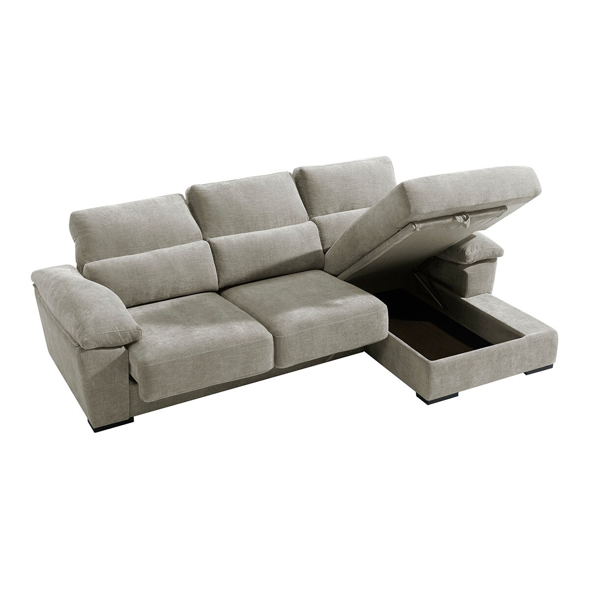 Sofá tapizado de 5 plazas con asientos deslizantes y chaiselongue derecha con arcón Cloud El Corte Inglés - Toffee Toffee-3