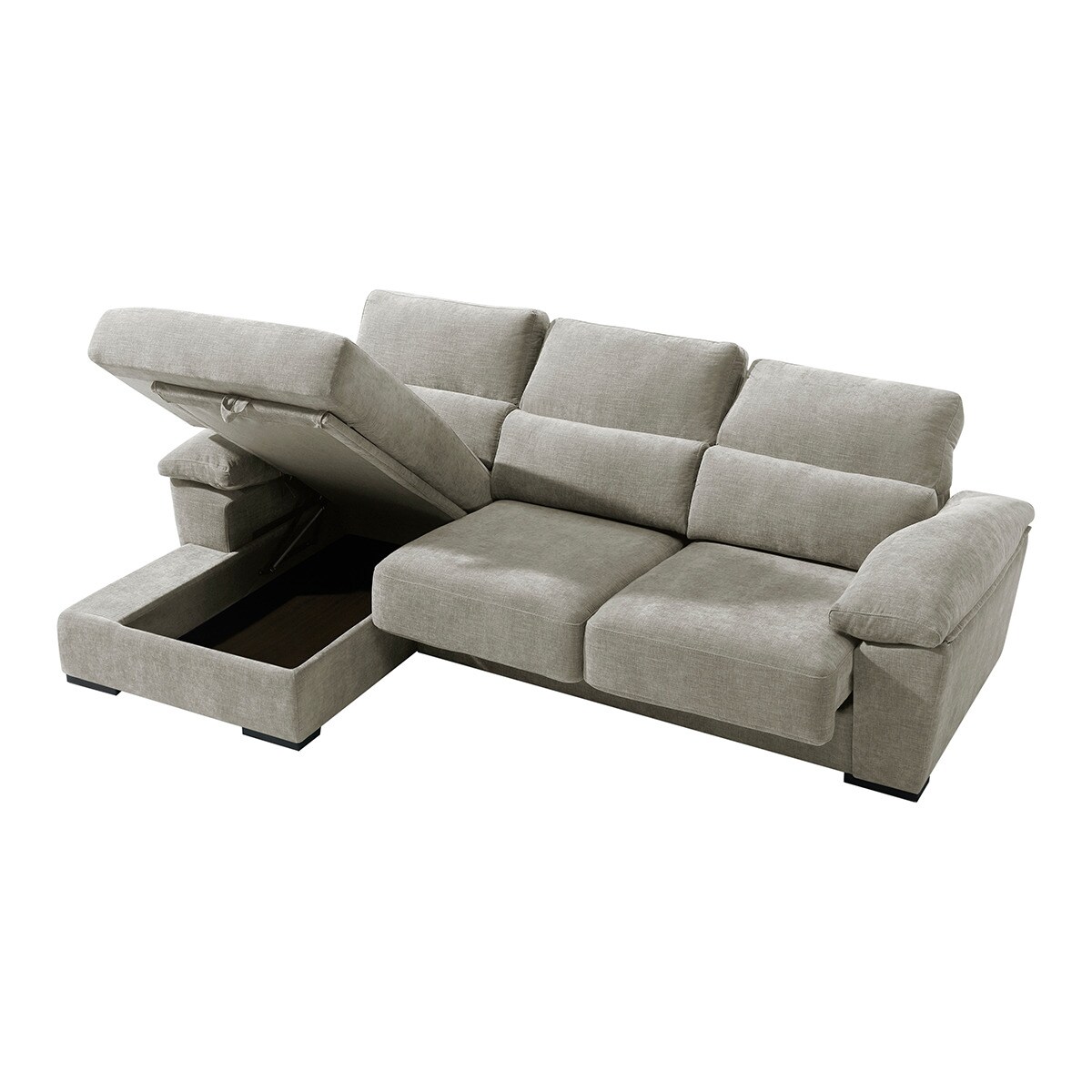 Sofá tapizado de 5 plazas con asientos deslizantes y chaise longue izquierda con arcón Cloud El Corte Inglés - Toffee Toffee-3