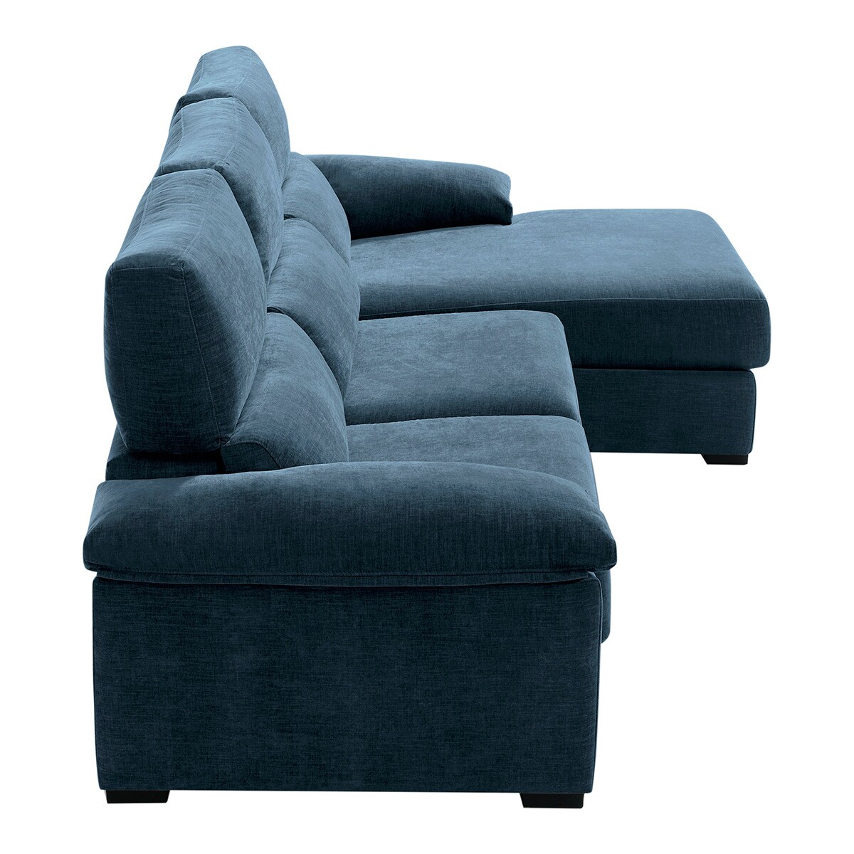 Sofá tapizado de 5 plazas con asientos deslizantes y chaiselongue derecha con arcón Cloud El Corte Inglés - Azul Océano Azul Océano-4