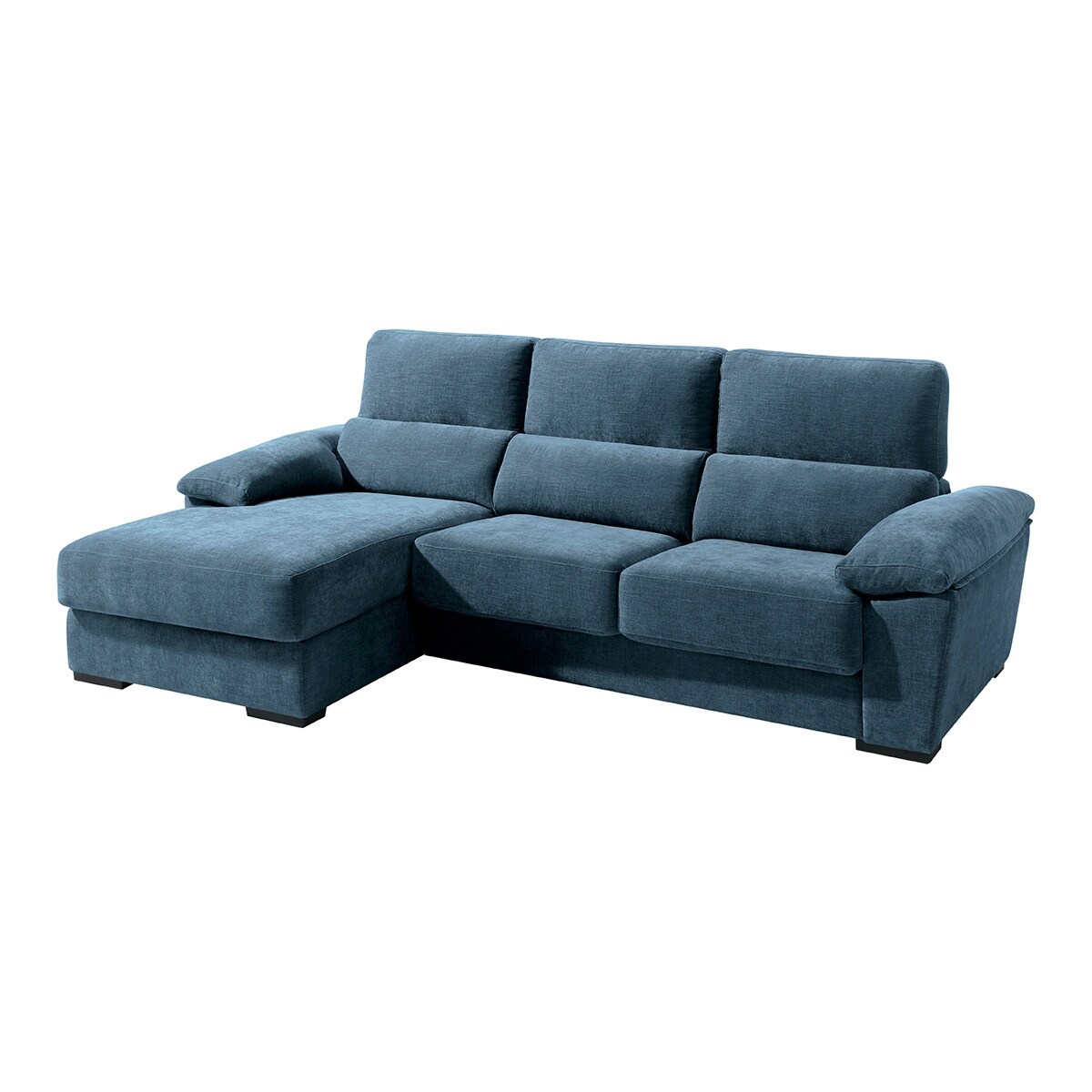 Sofá tapizado de 5 plazas con asientos deslizantes y chaise longue izquierda con arcón Cloud El Corte Inglés - Azul Océano Azul Océano-2