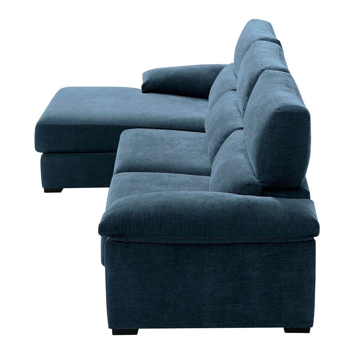 Sofá tapizado de 5 plazas con asientos deslizantes y chaise longue izquierda con arcón Cloud El Corte Inglés - Azul Océano Azul Océano-4