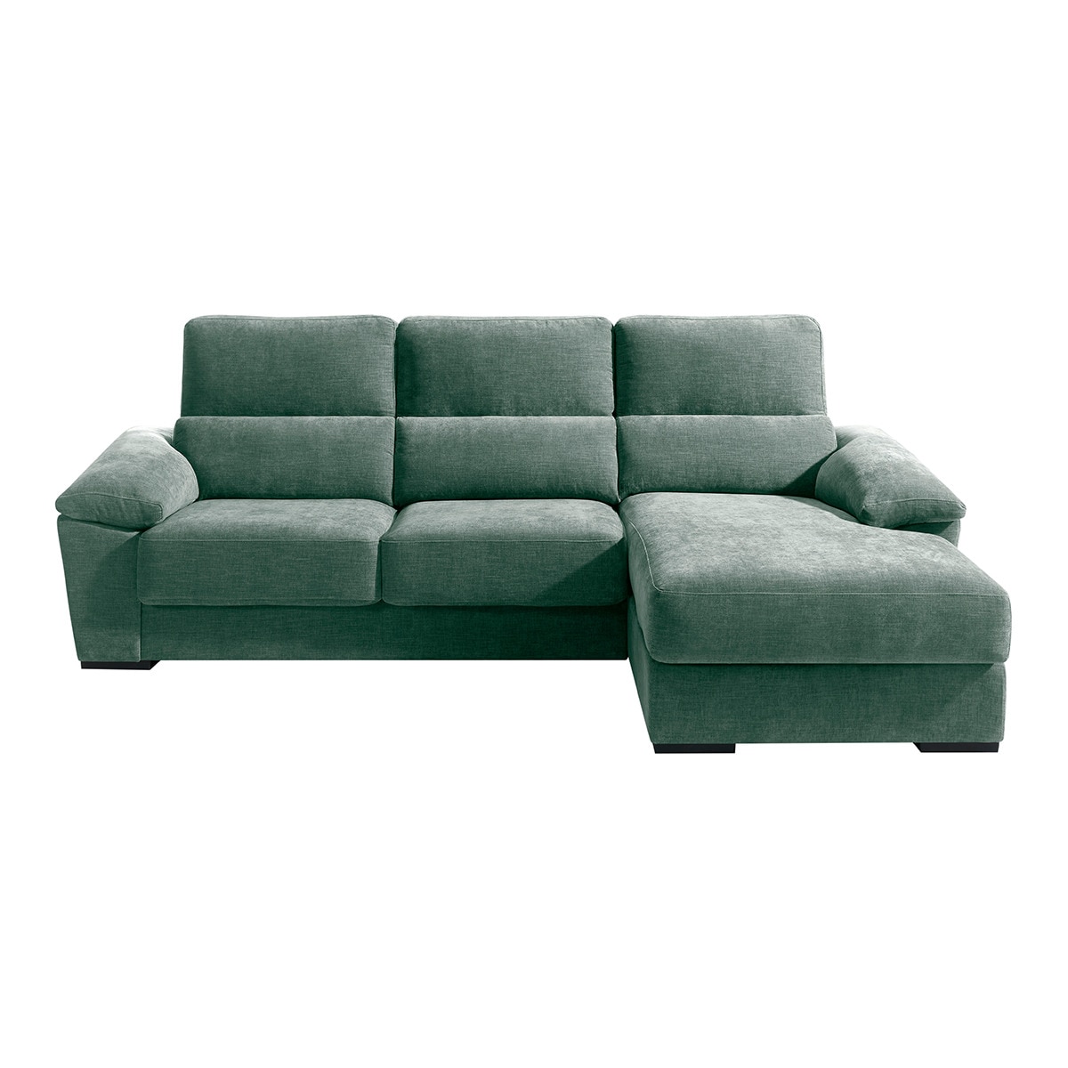 Sofá tapizado de 5 plazas con asientos deslizantes y chaiselongue derecha con arcón Cloud El Corte Inglés - Verde Agua Verde Agua-1