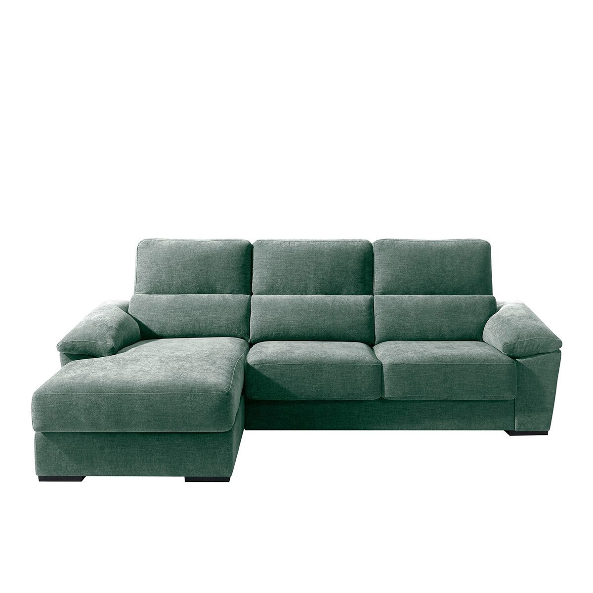 Sofá tapizado de 5 plazas con asientos deslizantes y chaise longue izquierda con arcón Cloud El Corte Inglés - Verde Agua Verde Agua-1