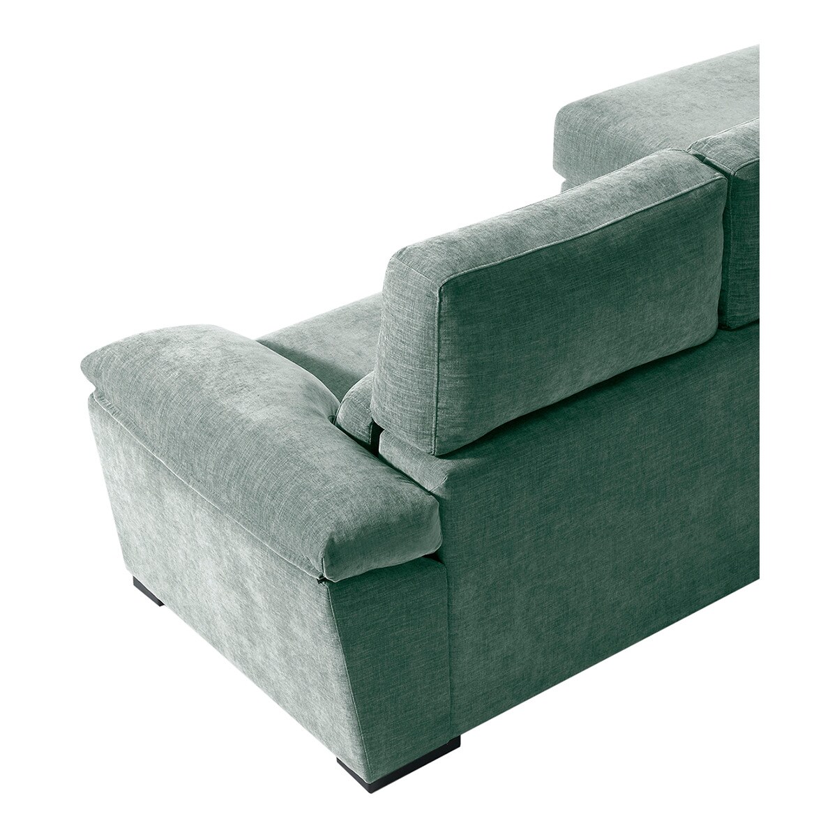 Sofá tapizado de 5 plazas con asientos deslizantes y chaise longue izquierda con arcón Cloud El Corte Inglés - Verde Agua Verde Agua-6