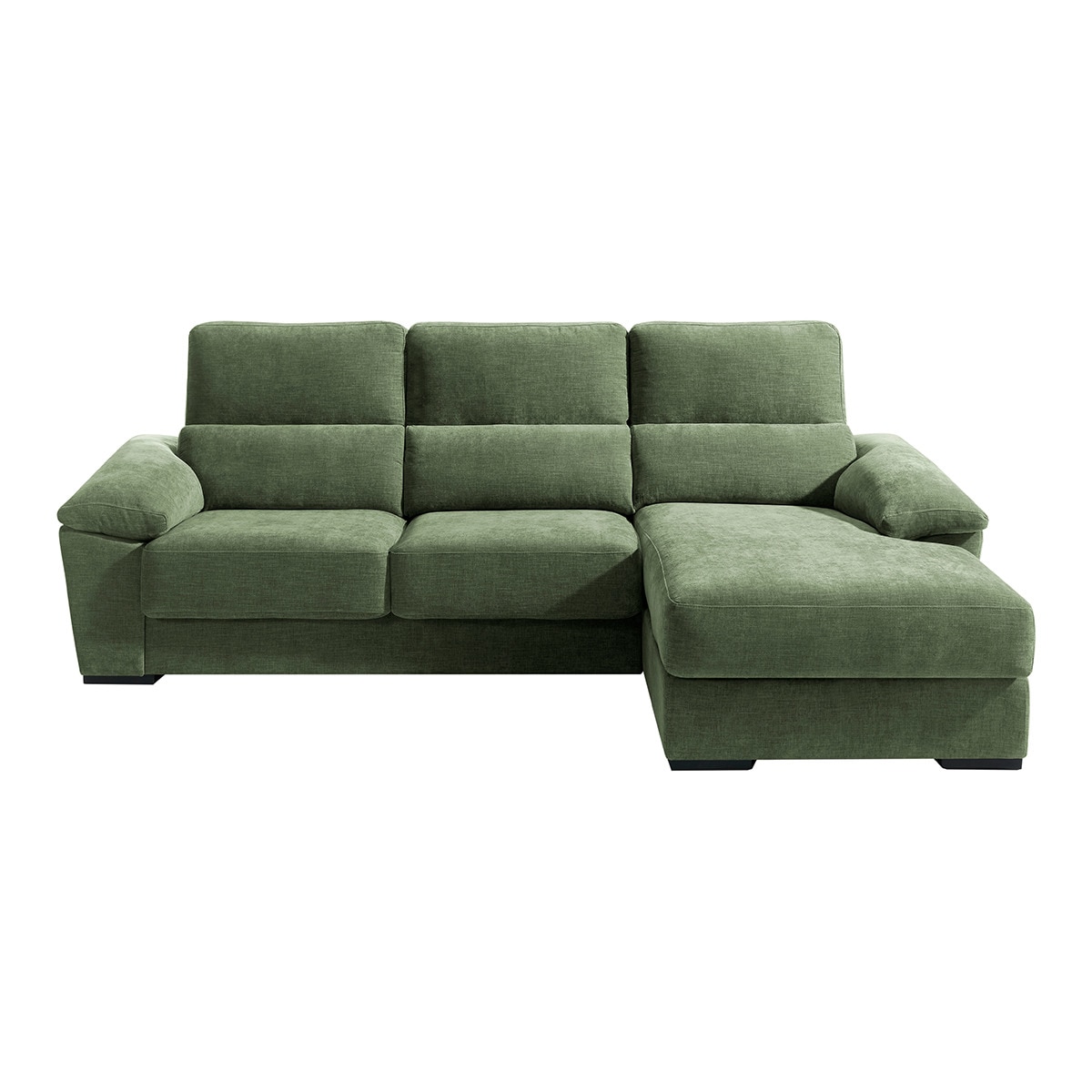 Sofá tapizado de 5 plazas con asientos deslizantes y chaiselongue derecha con arcón Cloud El Corte Inglés - Verde Bosque Verde Bosque-1