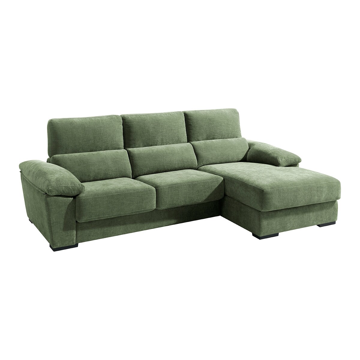 Sofá tapizado de 5 plazas con asientos deslizantes y chaiselongue derecha con arcón Cloud El Corte Inglés - Verde Bosque Verde Bosque-2