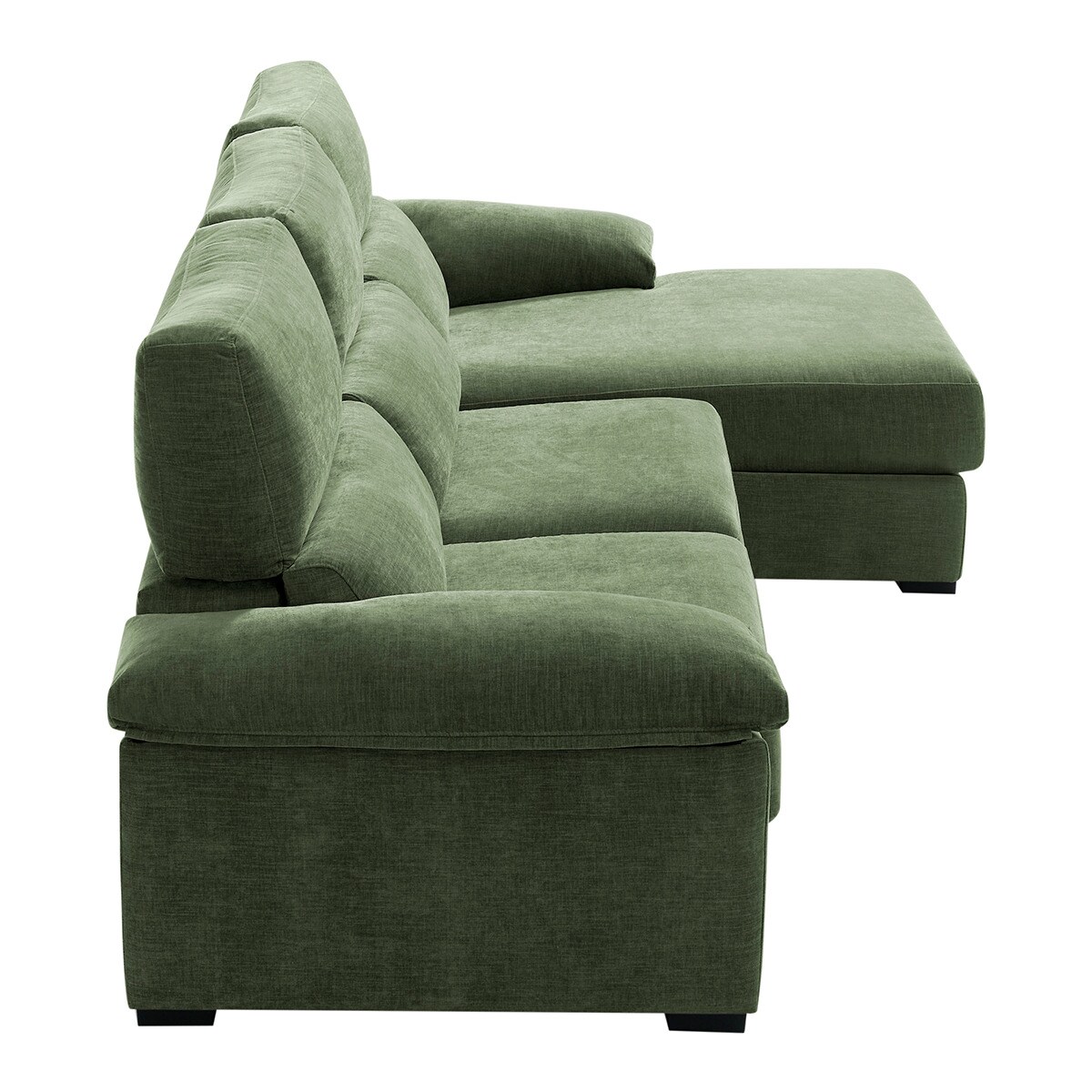 Sofá tapizado de 5 plazas con asientos deslizantes y chaiselongue derecha con arcón Cloud El Corte Inglés - Verde Bosque Verde Bosque-4