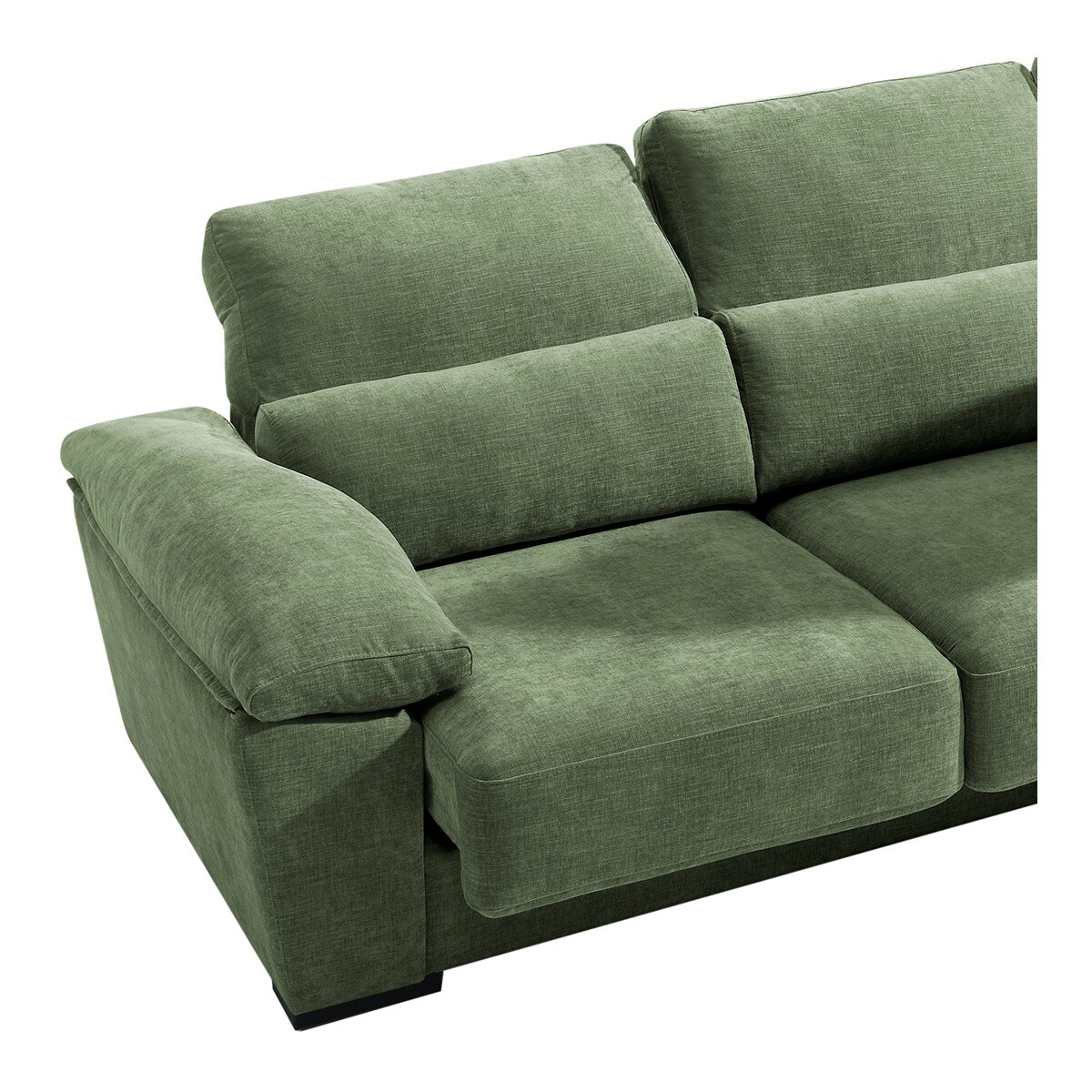 Sofá tapizado de 5 plazas con asientos deslizantes y chaiselongue derecha con arcón Cloud El Corte Inglés - Verde Bosque Verde Bosque-7