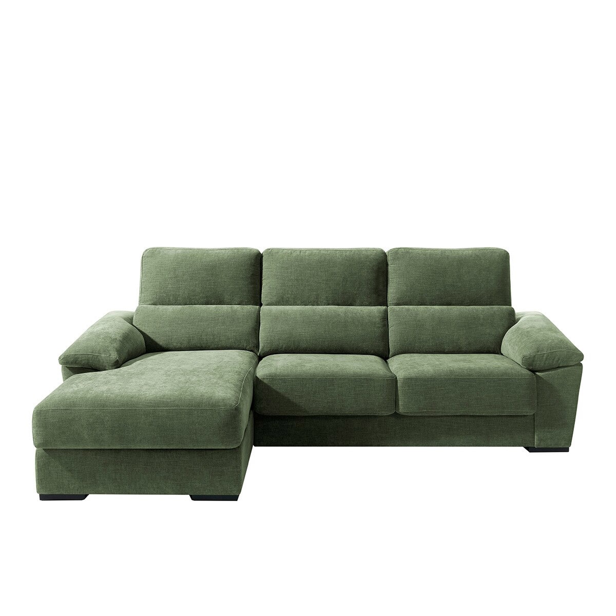Sofá tapizado de 5 plazas con asientos deslizantes y chaise longue izquierda con arcón Cloud El Corte Inglés - Verde Bosque Verde Bosque-1
