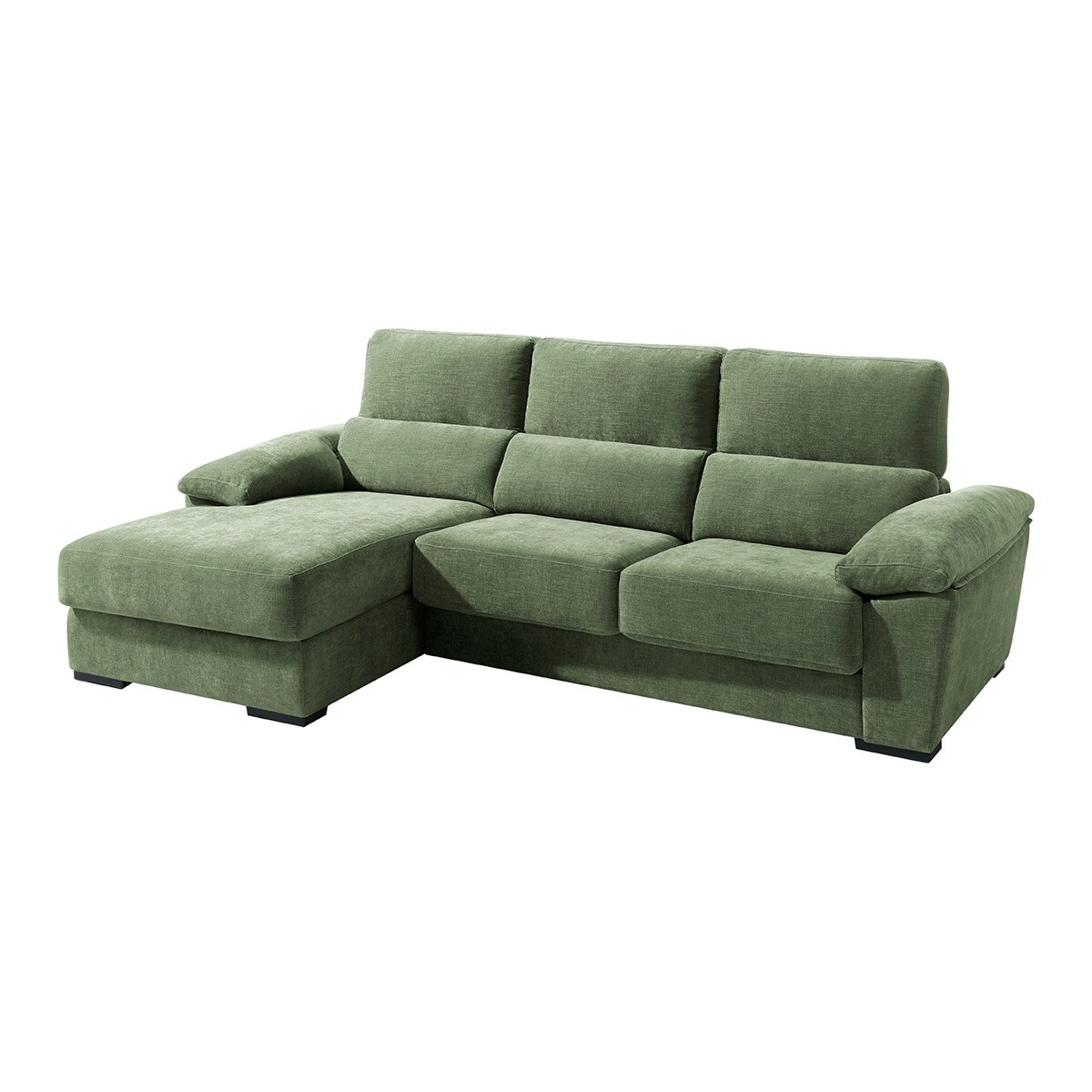 Sofá tapizado de 5 plazas con asientos deslizantes y chaise longue izquierda con arcón Cloud El Corte Inglés - Verde Bosque Verde Bosque-2