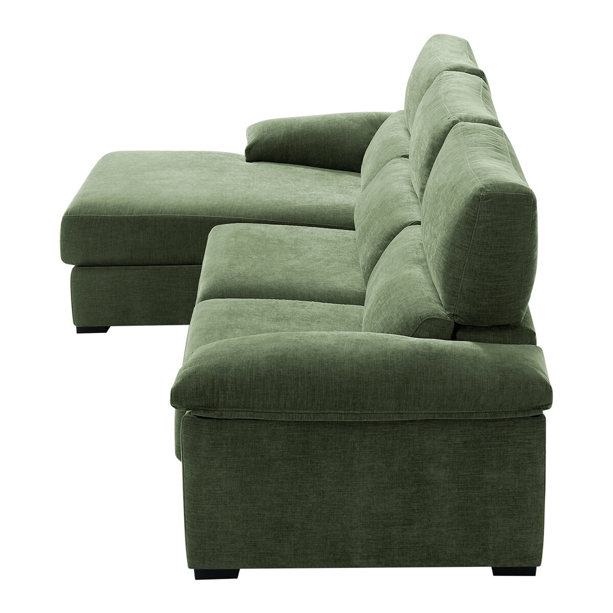 Sofá tapizado de 5 plazas con asientos deslizantes y chaise longue izquierda con arcón Cloud El Corte Inglés - Verde Bosque Verde Bosque-4