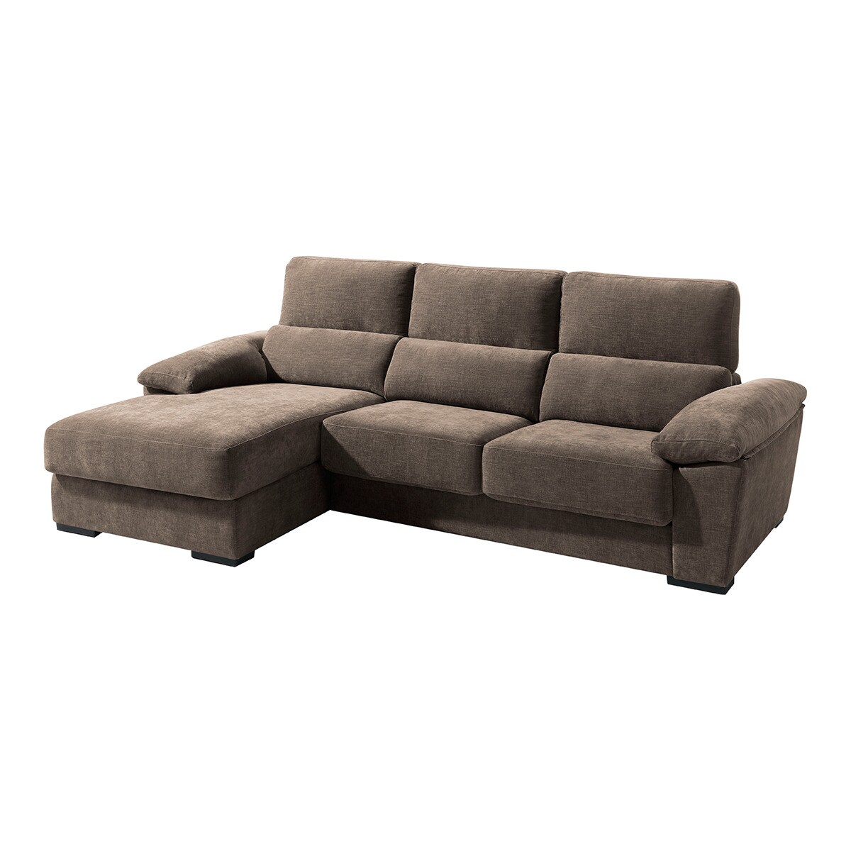 Sofá tapizado de 5 plazas con asientos deslizantes y chaise longue izquierda con arcón Cloud El Corte Inglés - Marrón Marrón-2
