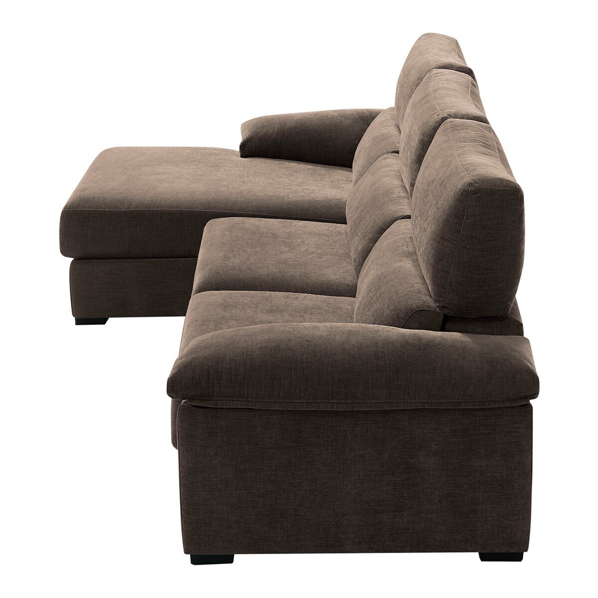 Sofá tapizado de 5 plazas con asientos deslizantes y chaise longue izquierda con arcón Cloud El Corte Inglés - Marrón Marrón-4