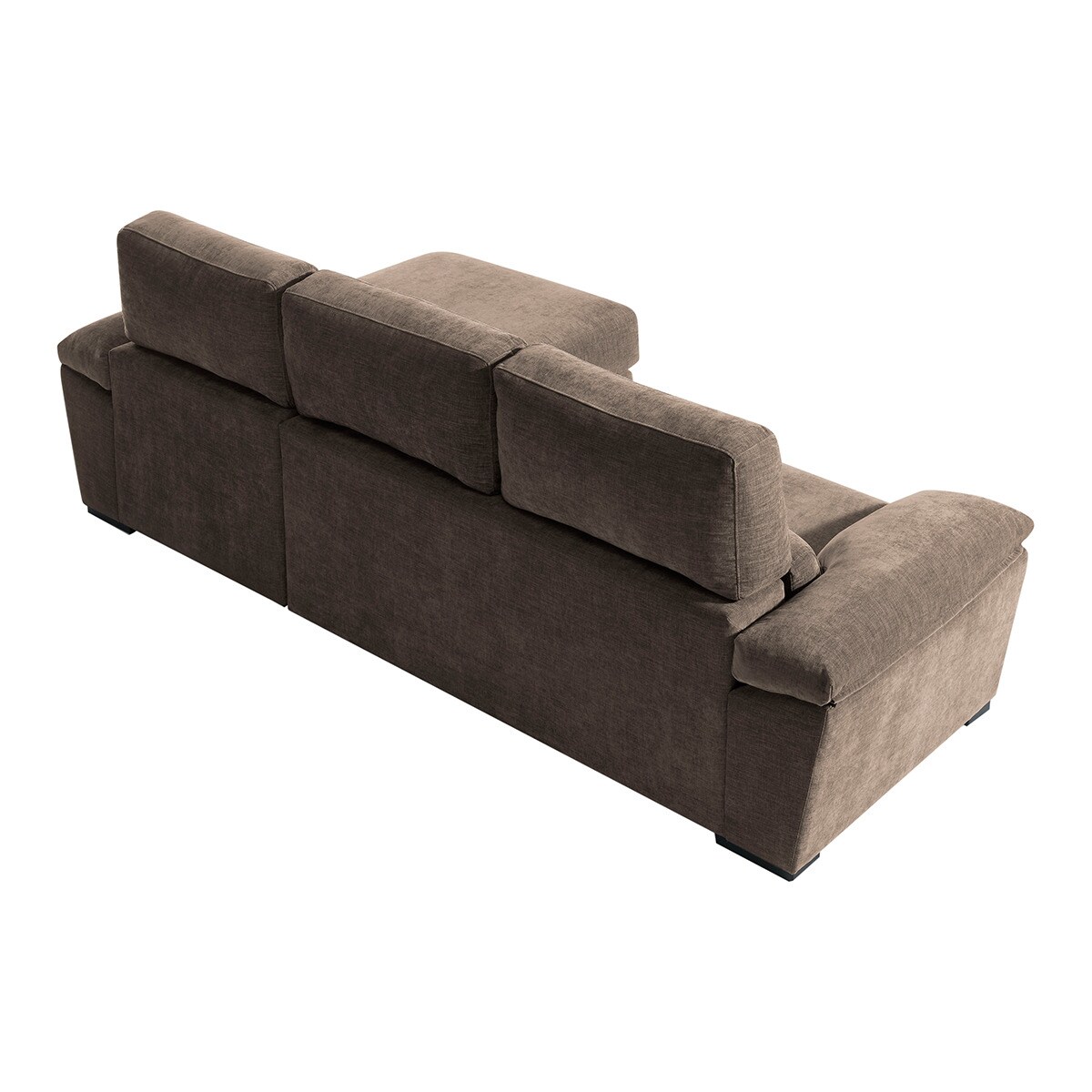 Sofá Estofado de 5 Lugares com Assentos Deslizantes e Chaise-Longue Direita com Baú Frank Castanho-5