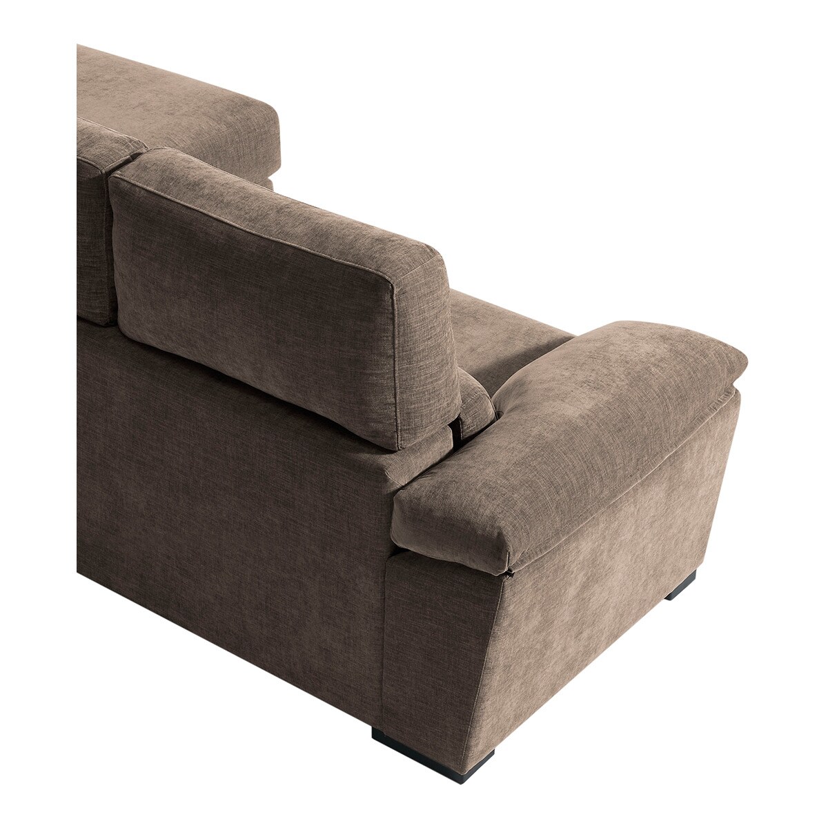 Sofá Estofado de 5 Lugares com Assentos Deslizantes e Chaise-Longue Direita com Baú Frank Castanho-6