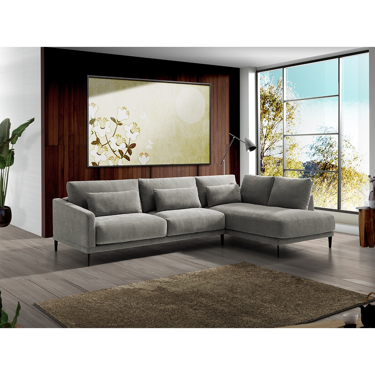 Sofá de canto com terminal direito Harvey Cimento-11