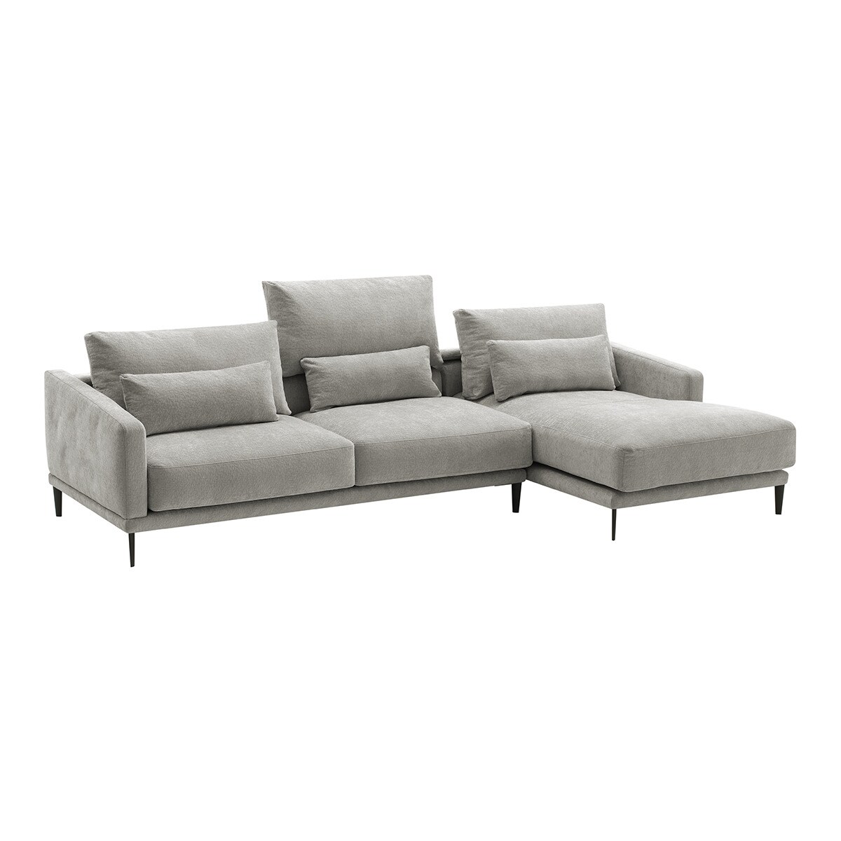 Sofá de 5 lugares com chaise longue direita Harvey Cimento-2