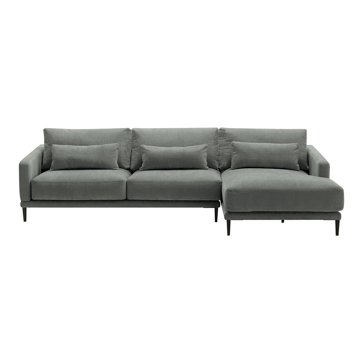 Sofá de 5 lugares com chaise longue direita Harvey Cinzento-cinza-1