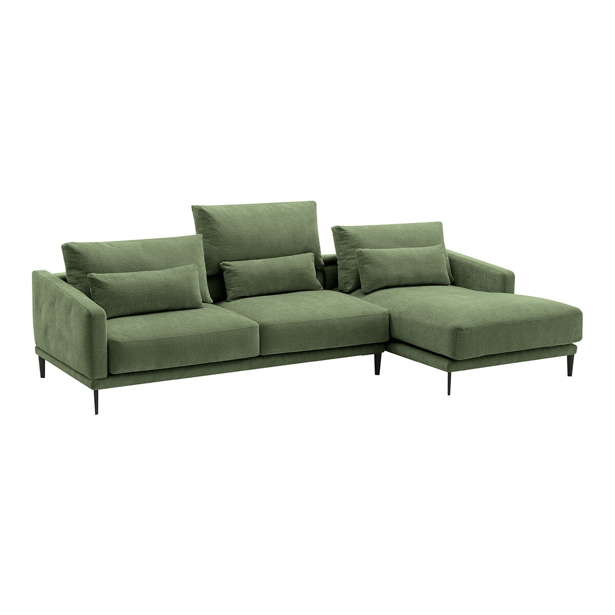 Sofá de 5 plazas con chaiselongue derecha Harvey El Corte Inglés - Verde Bosque Verde Bosque-2