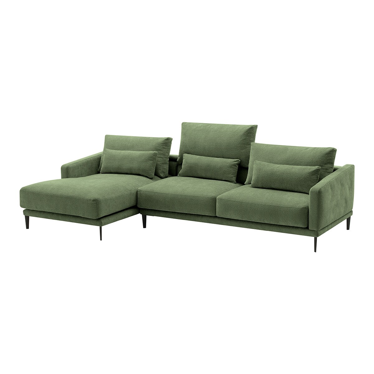 Sofá de 5 plazas con chaiselongue izquierda Harvey El Corte Inglés - Verde Bosque Verde Bosque-2