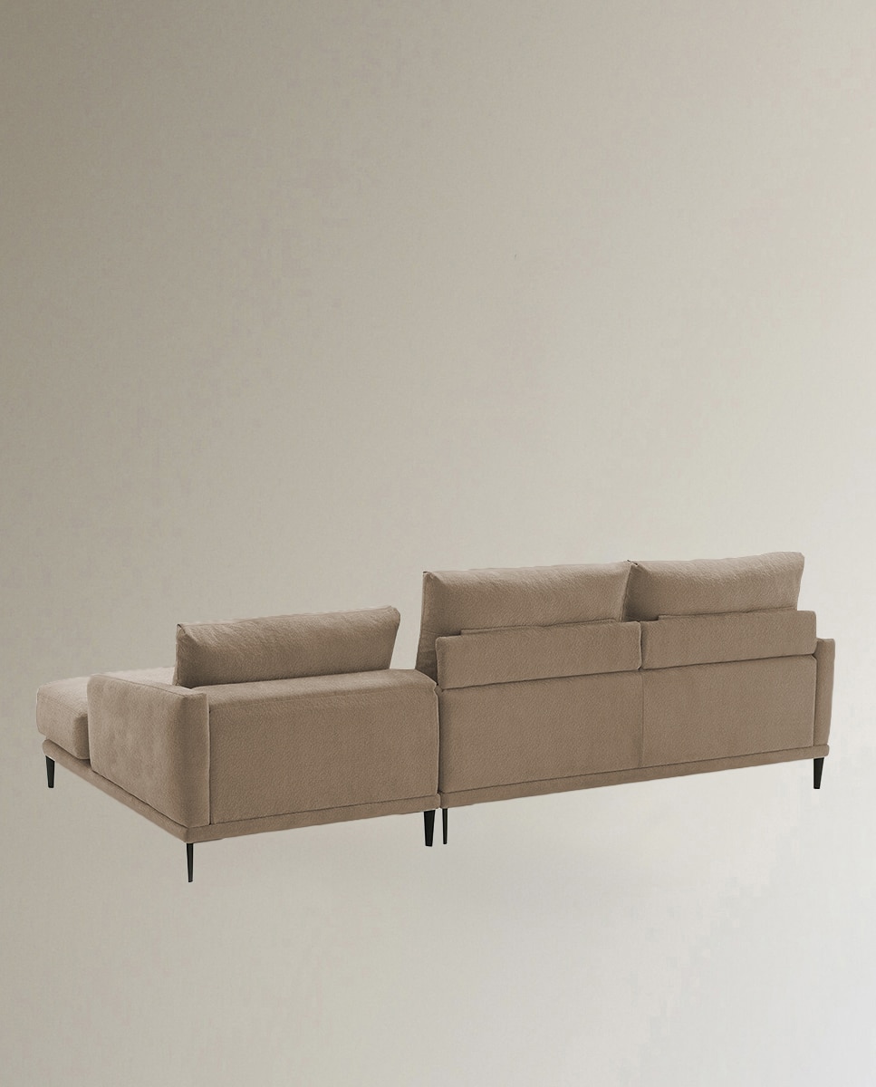 Sofá de 5 Lugares com Chaise Longue Direita em Mistura de Algodão Harvey Torrado-3