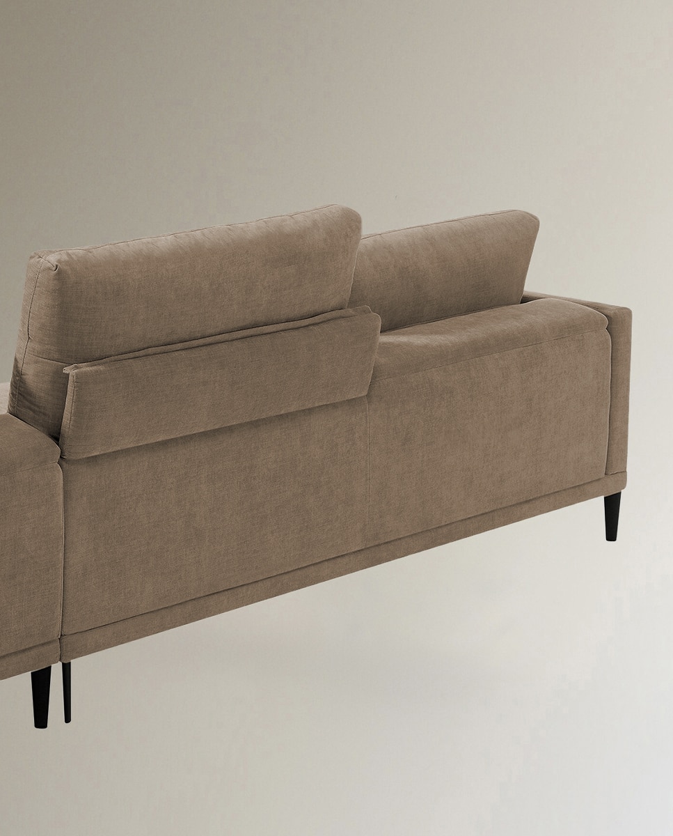 Sofá de 5 Lugares com Chaise Longue Direita em Mistura de Algodão Harvey Torrado-4