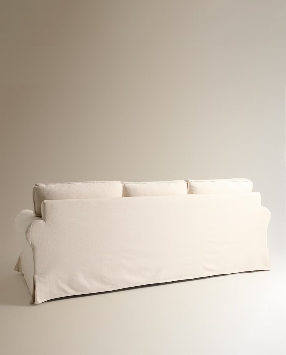 Sofá tapizado de algodón y lino con chaiselongue izquierda y brazo redondo Bolonia El Corte Inglés - Natural 240 cm Natural-2