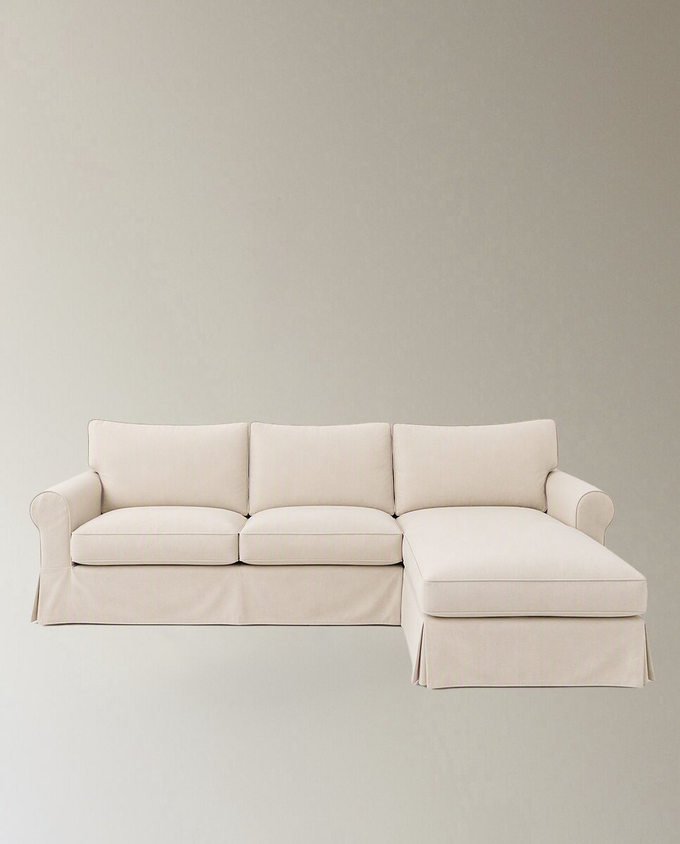 Imagen 0 de Sofá tapizado de algodón y lino con chaiselongue derecha y brazo redondo Bolonia El Corte Inglés Natural