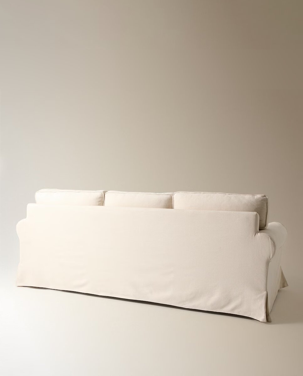 Sofá tapizado de algodón y lino con chaiselongue derecha y brazo redondo Bolonia El Corte Inglés - Natural 240 cm Natural-2