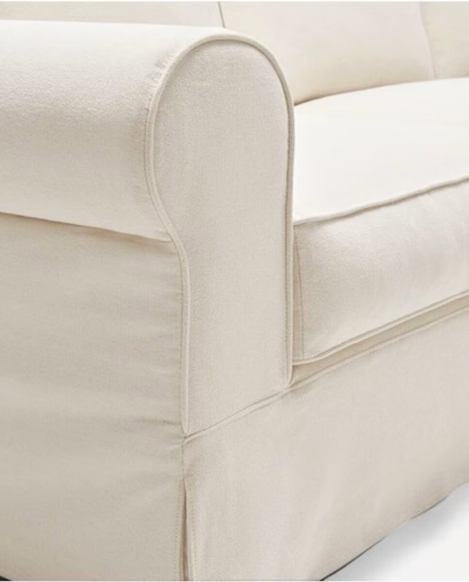 Sofá tapizado de algodón y lino con chaiselongue derecha y brazo redondo Bolonia El Corte Inglés - Natural 240 cm Natural-4