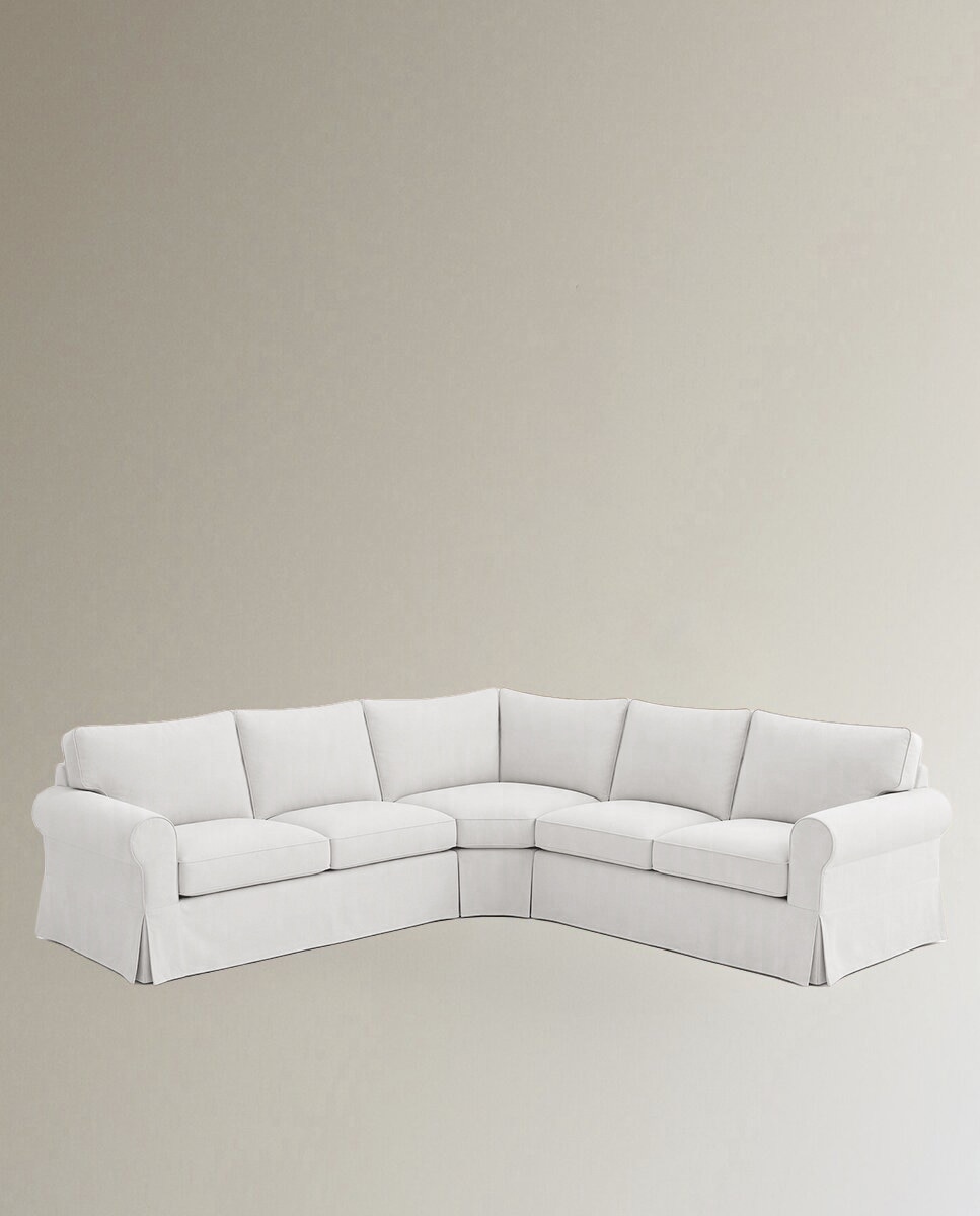 Imagen 1 de Sofá rinconera algodón y lino con brazo redondo Bolonia - Blanco 293 x 293 cm Blanco