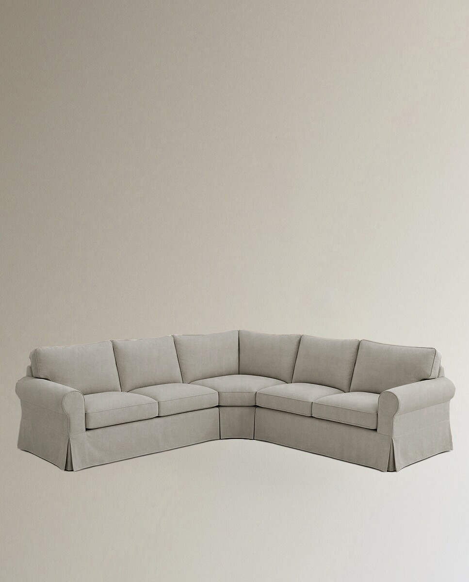 Imagen 1 de Sofá rinconera algodón y lino con brazo redondo Bolonia - Gris Piedra 273 X 273 cm Gris Piedra
