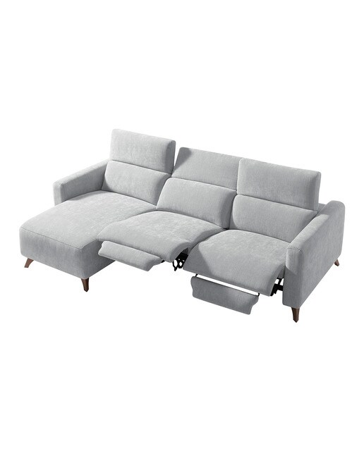 Sofá com Chaise-Longue Esquerda e 2 Assentos Relax Elétricos Oporto Pérola-3