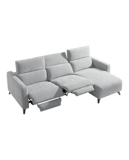 Sofá com Chaise-Longue Direita e 2 Assentos Relax Elétricos Oporto Pérola-3